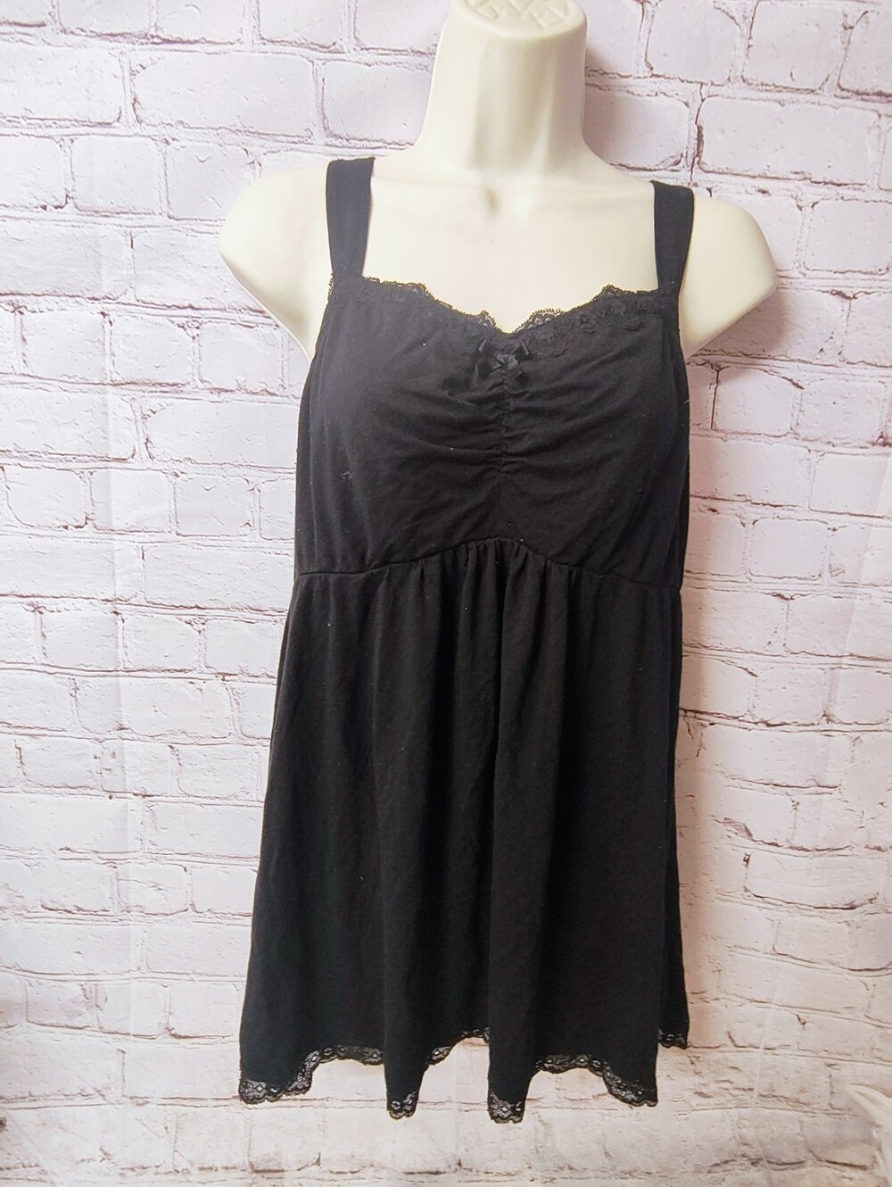Soma Fairy Black Whimsical Lace Trim Ribbon Baby Doll Dress Medium Romantic